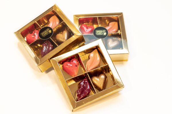 Valentijn bonbons 4 stuks, goud