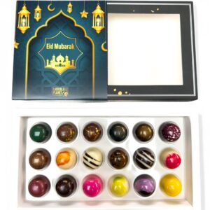 Luxe doos met Suikerfeest bonbons in een stijlvolle Eid Mubarak verpakking.